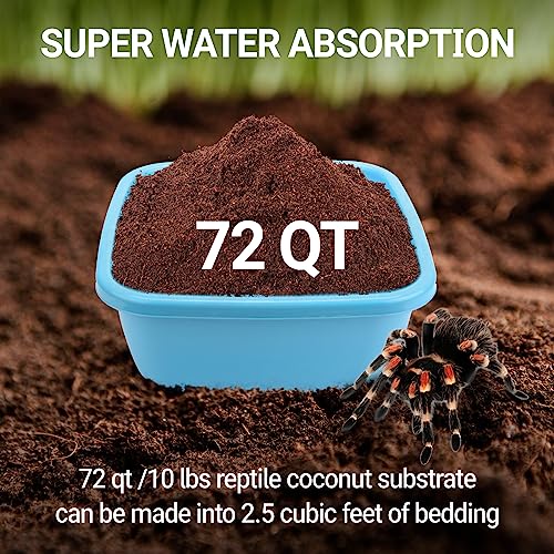REPTI ZOO Reptile Coconut Fiber Substrate 72 Quart, Reptile Bedding Coco Coir Brick for Turtle, Hermit Crab, Spider, Frog | 100% Organic | Odor Absorption - style: Coconut Fiber Substrate