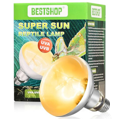Heat Lamp Bulbs, 125 Watts UVA UVB Reptile Heat Bulb, 1 Pack | Full Spectrum, Basking Spot Light, Simulate Natural Sun Light, For Reptile and Amphibian, Silver