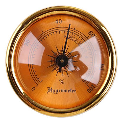 Rulbelok Mini Hygrometer Analog Hygrometer Mechanical Round Hygrometer Humidity Gauge for Cabinet Cans 1.77 Inch (Gold) Analog Hygrometer Indoor Humidity