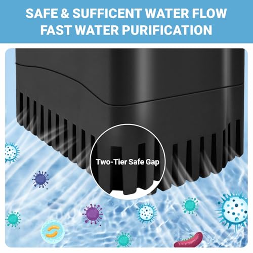 GOZILLA 148GPH Turtle Tank Filter 8W Adjustable Water Flow, Aquarium Filter for Low Water Level Tank, Turtle Filter Quiet Waterfall Fish Tank Filter for 10-30 GAL. (Black)