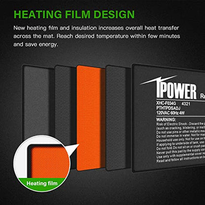 iPower Reptile Heat Mat Under Tank Warmer 4W/8W/16W/24W Terrarium Heater Heating Pad with Temperature Adjustable Controller Knob, Digital Thermometer and Hygrometerf or Amphibian, Multi Sizes - size: 4 X 7 Inch, style: 1 Pack with Adjustable Knob