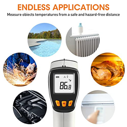 Infrared Thermometer, Laser Temperature Gun for Cooking, Non Contact Temp Gauge, Adjustable Emissivity IR Thermometer Heat Temperature Reader Gun -58 to 788℉, -50 to 420℃(Not for Human) - color: -58°F~788°F Gray
