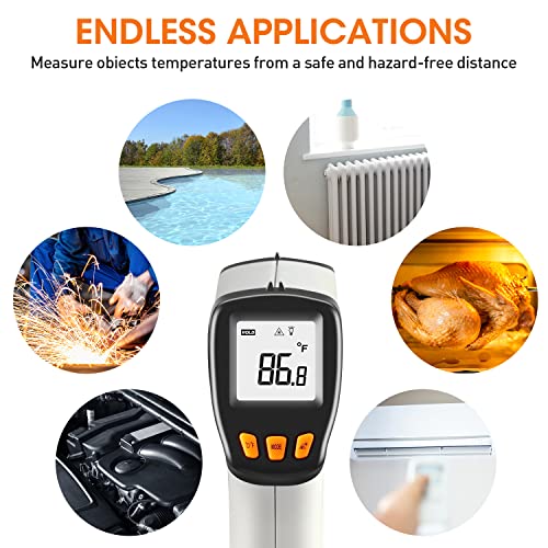 Infrared Thermometer Gun -581112, Laser Thermometer Temperature Gun with LCD Display, Ideal for Cooking, BBQ, Oven, Adjustable Emissivity - color: 1022℉-Gray