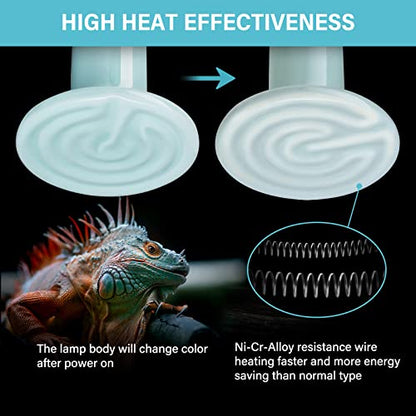 HealSmart 150W Reptile Heat Lamp Heating Bulb No Light Ceramic Heat Emitter, Brooder Coop Heater for Terrarium Amphibian Pet Snake Turtle, Incubating Chicken
