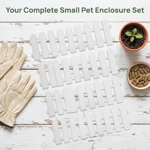 Kisangel 4pcs Tortoise Enclosure Fence Panel, Plastic Pet Fence Barrier for Small Animals Guinea Pigs Reptiles Outdoor Garden Backyard Set