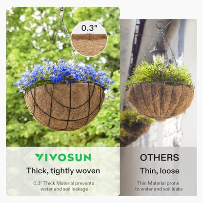 VIVOSUN Coco Coir Liner 12x80 in, 100% Natural Coconut Fiber Mat, Thickened Coco Liner Roll for Planters, Hanging Baskets, Garden Decoration, DIY Crafts, Pet Pads & Reptile Carpet - size: 12"W x 80"L