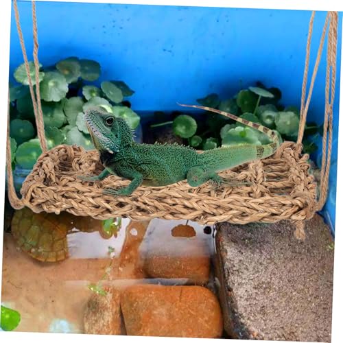 Hemoton Cooling Hammock for Animals Woven Reptile Swing Bed for Bearded Dragons Geckos and Hamsters Durable Design with Easy Installation Pet Resting Place