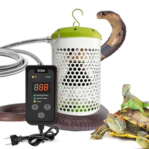 SYSAI Heat Lamp for Reptiles 100W with Thermostat, Chew Proof Cord for Ultimate Safety, Creates a Cozy Warm Haven for Your Beloved Bearded Dragon, Snake, Turtle & Amphibians
