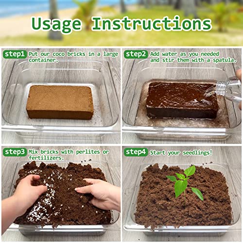 Riare 12pcs Organic Coco Coir Bricks Soil Blocks- 100% Natural Compressed Coco Peat Brick Coconut Fiber Substrate with Low EC& pH Balance, High Expansion Coco Coir Pith Coconut Husk for Garden - color: Pack of 12