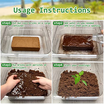 Riare 12pcs Organic Coco Coir Bricks Soil Blocks- 100% Natural Compressed Coco Peat Brick Coconut Fiber Substrate with Low EC& pH Balance, High Expansion Coco Coir Pith Coconut Husk for Garden - color: Pack of 12