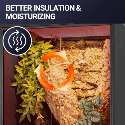 REPTI ZOO 67 Gallon PVC Tall Reptile Tank, 24 x18x36 inch Large Reptile Terrarium for Gecko Lizard Chameleon Frog Snake, Enclosure Habitat with Sliding Door & Top Screen Ventilation - size: 24x18x36 inch