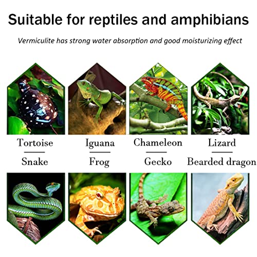 Hamiledyi Reptile Substrate Vermiculite Bedding Snake Hibernant moisturizing Soil Terrarium Bedding for Snake Tortoise Lizard Hatching Eggs(2.1Quart/2L) - size: S-2L