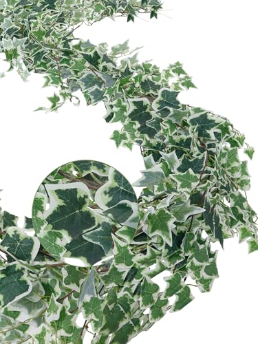 ucky 2pcs Artificial Ivy Artificial Vines Artificial Plants 71 Inch Fake Hanging Plants Silk for Garden Terrace Beach Party Decoration Wedding Decoration （White） - color: Green and White