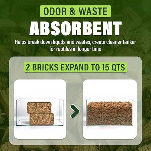 Coconut Chips Substrate 2 Bricks | 1.1 Lbs Each | Reptile Bedding for Ball Python, Bearded Dragon, Tortoise, Gecko, Lizard, Frog | Odor Absorbing | Coconut Chips for Plants, Orchid Bark Mulch - size: 2.2 Lbs (Pack of 2 - 1.1 Lbs Each)