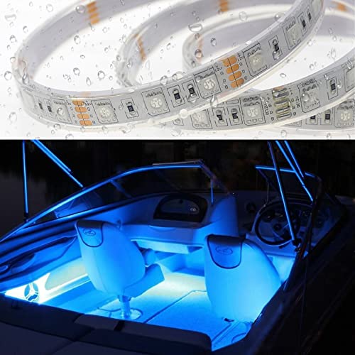 BSOD LED Strip Lights for Boats,12V Outdoor Blue Underwater Rope Light Real IP68 Waterproof Strip 16.4ft Marine Fish String Flexible Light for Swimming Pool Boat Fish Tank(Blue) - color: Blue