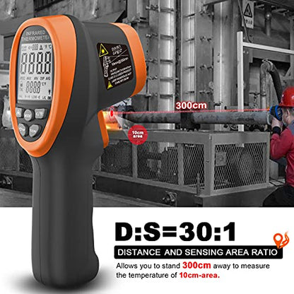 High Temperature Infrared Thermometer, AIOMEST Digital IR Pyrometer 30:1 Measure Temp -58~2732℉, Dual Laser Industrial Termómetro Handheld AI-1500 for HVAC Kilning Casting Pottery Forge - color: Orange