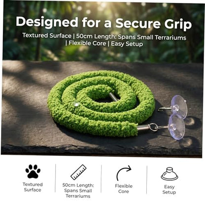 Hemobllo Reptile Climbing Rope Terrarium Hanging Vines 50cm Artificial Green Vine with Suction Cup for Pet Habitat Decor for Jumping Spider Chameleon Lizard Frog