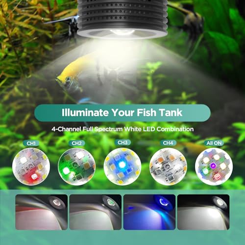 Lominie LED Aquarium Light, Planted Tank Light 4 Channels Remote Control 6500K Aquarium LED Lamp for Freshwater Fish Tank Refugium with Gooseneck (A20 Freshwater) - color: A20 freshwater