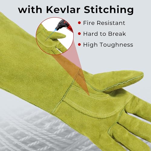 Animal Handing Gloves- Bite Proof, Puncture & Scratch Resistant for Safe Handling, Garden Gloves - color: Yellow, size: 16-inches