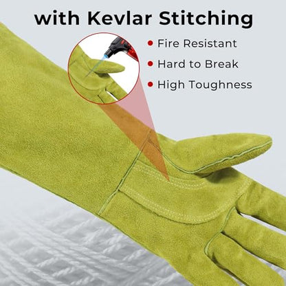 Animal Handing Gloves- Bite Proof, Puncture & Scratch Resistant for Safe Handling, Garden Gloves - color: Yellow, size: 16-inches