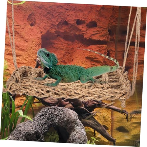Toyvian Reptile Hammock Woven Swing for Bearded Dragons Durable Straw Design Easy to Install Hanging Bed for Lizards and Pets Versatile Habitat Accessory