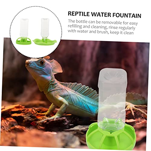 2sets Reptile Water Feeders Food Bowls Plastic Tortoise Drinking Tools Decorative Fence Design for Lizards Turtles and Other Pets