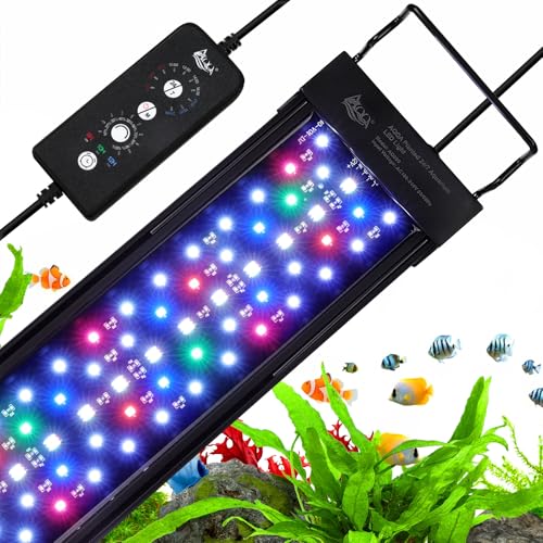 AQQA LED Aquarium Light, 24/7 Mode IP68 Waterproof Extendable Bracket Fish Tank Light, DIY Mode Full Spectrum Aquarium Plant Light, Adjustable Timer/Brightness Memory Function for 40-48 Inch Fish Tank - size: For 40-48 inch fish tank