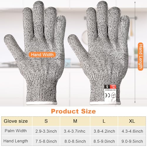 Chuarry 10 Pairs Cut Resistant Gloves Cutting Proof Gloves Level 5 Protection Kitchen Cuts Glove for Shucking Fish - size: Small