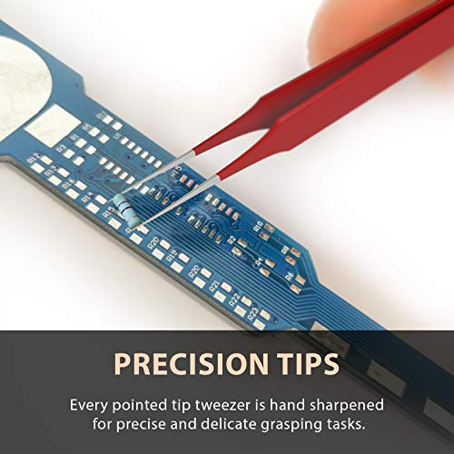 Ingrown Hair Tweezers | Pointed Tip | Red | 2 Pack | Precision Stainless Steel | Extra Sharp and Perfectly Aligned for Ingrown Hair Treatment & Splinter Removal For Men and Women | By Tweezees - size: 2 Pack
