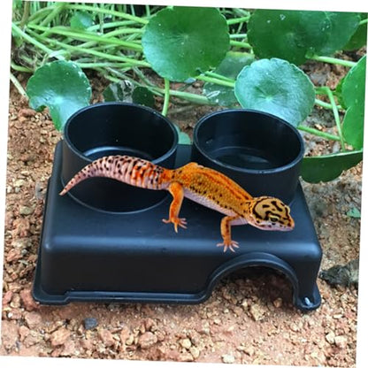 DOITOOL 3pcs One Reptile Feeder Bowl Snake Enclosure Accessory Water Dish for Lizards Crested Gecko Food Bowl Observation Box Suction Cups for Reptiles