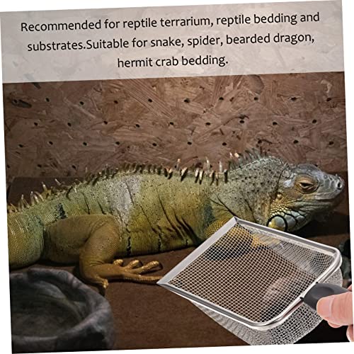 GALPADA 1Pc Stainless Steel Reptile Sand Shovel High Density Mesh Cleaning Scoop for Tortoise Lizard Snake and Durable Odor Efficient Waste Removal Tool
