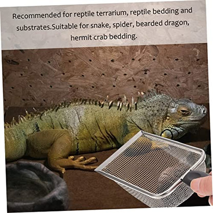 GALPADA 1Pc Stainless Steel Reptile Sand Shovel High Density Mesh Cleaning Scoop for Tortoise Lizard Snake and Durable Odor Efficient Waste Removal Tool