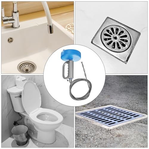 HARFINGTON Drain Augers 16 Ft Stainless Steel Flexible Plumbing Auger Hair Drain Cleaner Tool Toilet Auger Clog Remover Tool for Kitchen Bathroom Shower Sink Toilet Bathtub, Blue - size: 5m