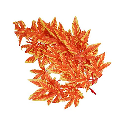 Artificial Reptile Plants, Artificial Plastic Plant, Lifelike Plastic Plant, Hanging Leaves, Decoration with Suction Cup for Reptiles, Terrarium, Aquarium (T-007 Orange)