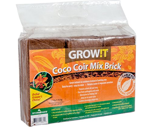 GROW!T JSCPB - Coco Coir Mix Brick (Pack of 3), Brown - Protects Plants All Year Long, Free from Pathogens and Seeds, Alternative to Potting Soil, Perfect for indoor or outdoor usage