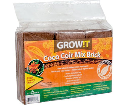 GROW!T JSCPB - Coco Coir Mix Brick (Pack of 3), Brown - Protects Plants All Year Long, Free from Pathogens and Seeds, Alternative to Potting Soil, Perfect for indoor or outdoor usage