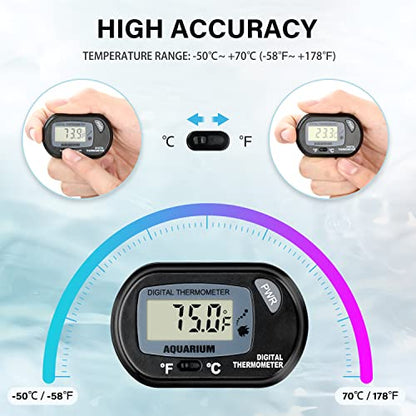 Simple Deluxe LCD Digital Aquarium Thermometer, Reptile Fish Tank Water Terrarium Temperature with Suction Cup for Turtle