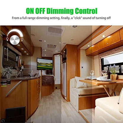 12V DC Dimmer Switch, 5-24 Volts Dimmer Switch PWM Waterproof for LED RV Lights Interior, Ceiling Lights, Halogen, Incandescent, Auto, Truck, Marine, Strip Lighting - Long Shaft
