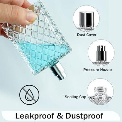 YU FENG 2 Pack Perfume Spray Bottles, 100ml/3.4oz Refillable Glass Fine Mist Atomizer Bottles, Empty Clear Glass Containers for Cologne, Essential Oils & Travel - color: Style 1