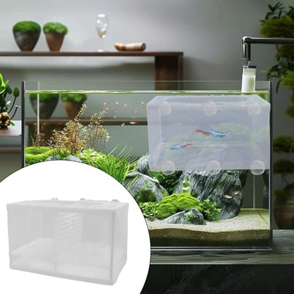 MY MIRONEY 2PCS 10.24" x 5.91" x 5.91" Fish Tank Breeder White Nylon Fish Incubator Mesh Box Aquarium Fish Fry Hatchery Breeder with Suction Cups (with Divider) - style: 10.24" x 5.91" x 5.91"; White; with Divider