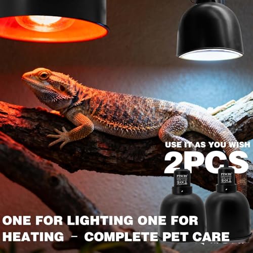 Reptile Lamp 2-Pack, 5.5 inch Deep Dome Light Fixture with Ceramic Socket for Terrarium Heat Lamps, Dual Reptile Lamp Domes for Lizards Snakes Tortoise & Amphibian Tank