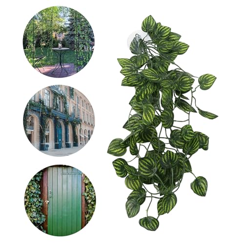 Pssopp Lifelike Plant Decorative Hanging Silk Terrarium Plant with Suction Cup for Reptile Rainforest Box Aquarium Landscape(NFF-80)