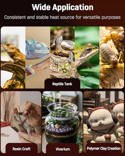 Pawfly 28 W Reptile Heat Pad with Thermostat 11 x 11 Inch Reptile Heating Pad Under Tank Terrarium Reptile Heat Mat for Turtles Frogs Snakes Lizards Geckos Hermit Crabs & Spiders - size: 28 W (11 x 11 Inch) with Controller