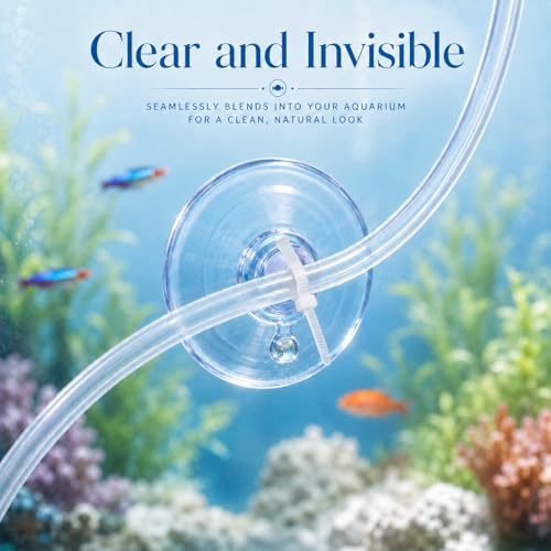 JJUNW 40 Pcs Aquarium Suction Cups, Fish Tank Suction Cups with Zip Ties, Adjustable Cables Set Fish Tank Tools for Holding Airline Tubing Decorations Shrimp Nests and Reptile Hammocks