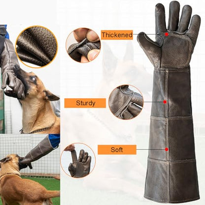 ThreeH Animal Handling Gloves Falconry Cat Scratch Proof Reinforced Leather Glove - size: Medium