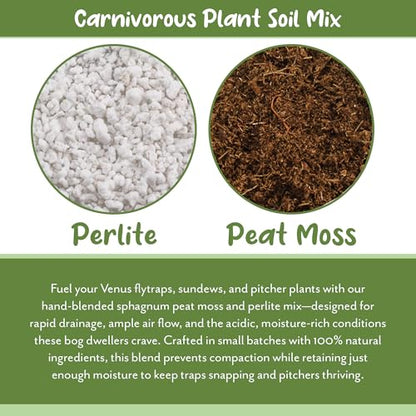 Soil Sunrise Carnivorous Plant Potting Soil Mix (2 Quarts) Ideal Additive for Venus Fly Traps, Sundews, and Pitcher Plants - size: 2 Quarts