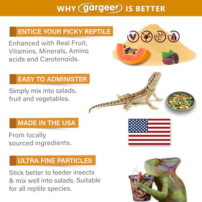 Gargeer 4oz Bee Pollen for The Picky Reptile. Boost Health, Digestion and Skin Regeneration! Enhanced with Real Organic Fruits, Vitamins, Minerals, Amino Acids, and Carotenoids. Made in USA. Enjoy!