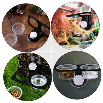 COLLBATH 2Pcs Reptile Food Bowl with Suction Cup Wall Hanging Feeder for Lizards and Geckos Durable Feeding Supplies with Strong Suction for Stable Use Tanks