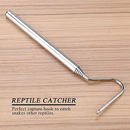 Asixxsix Reptile Catcher, Stainless Steel Reptile Capture Hook, Tough and for Moving Small Snakes Pet Shop Reptile Collecting Wild Snakes