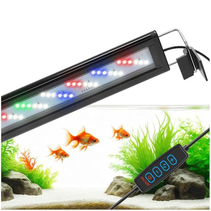 DaToo LED Aquarium Light Full Spectrum Fish Tank Light with Dimmer White Blue Red Green LEDs Fish Tank Light with Three Lighting Modes and Extendable Bracket for 12 Inch to 16 Inch Aquarium - size: 12~16 Inch